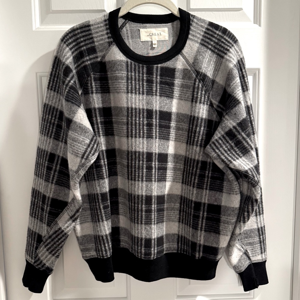THE GREAT. The College Sweatshirt in Plaid size 1